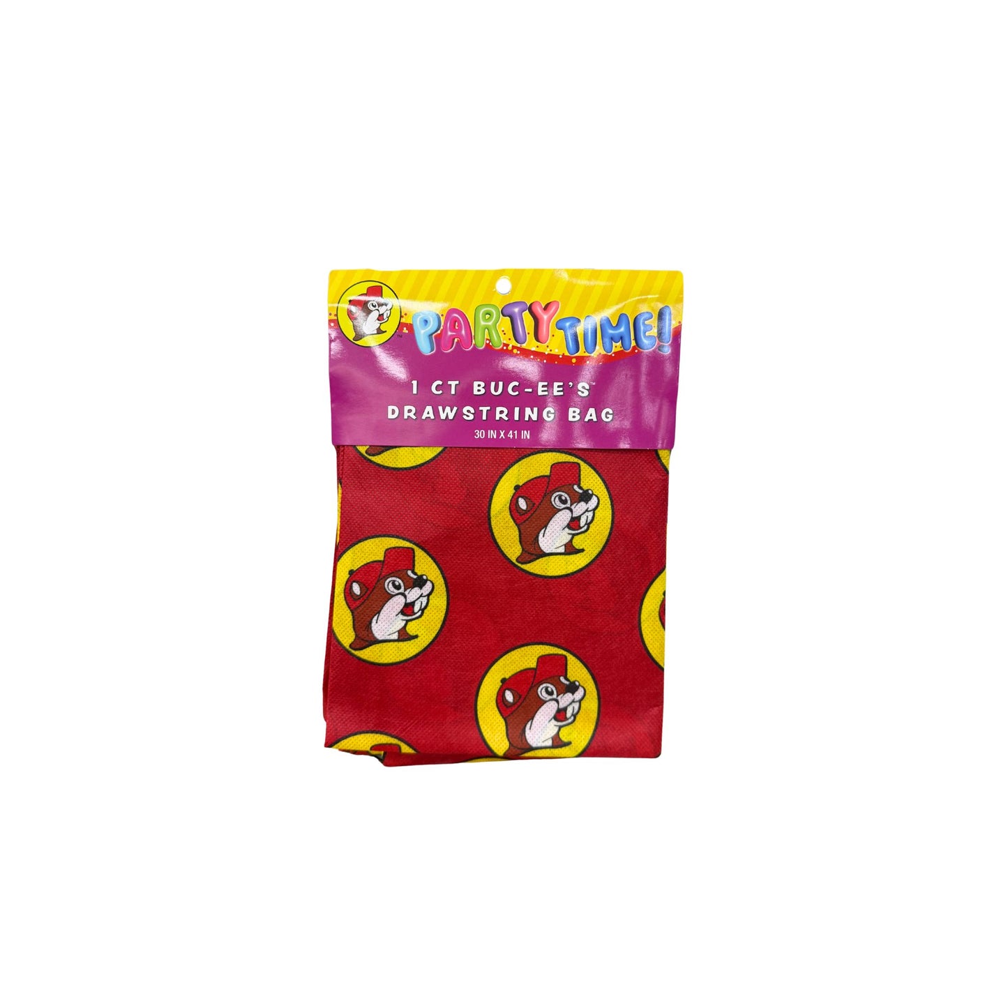 Buc-ee's Drawstring Bag - Red Bucky Pattern Tote (30" x 41")