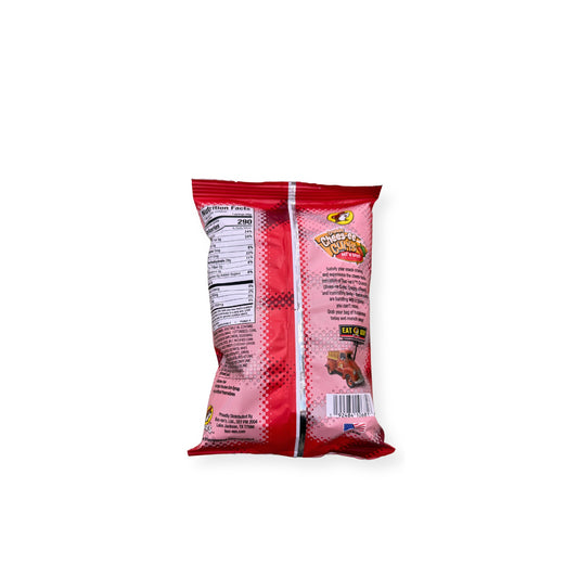 Buc-ee's Crunchy Cheese-ee Curls Hot 'N Spicy 2oz bag back view displaying nutrition facts label with 290 calories per serving and ingredient information