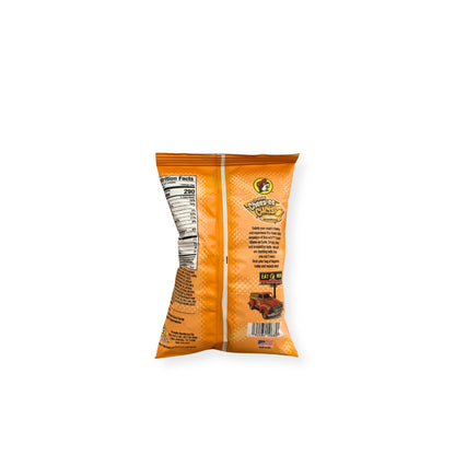 Buc-ee's Crunchy Cheese-ee Curls Original 2oz bag back view displaying nutrition facts label with 290 calories per serving and ingredient information