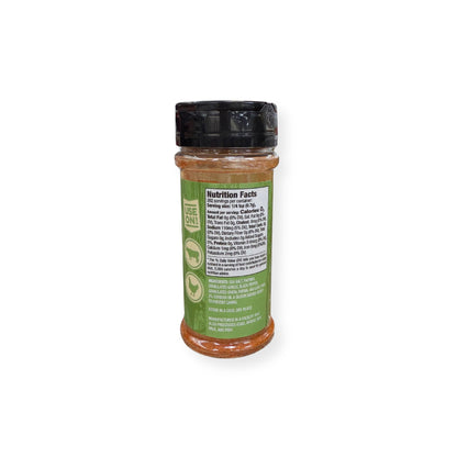 Buc-ee's Texas Round Up Fajita Seasoning 5 oz shaker container back view showing detailed nutrition facts label with 202 servings and ingredient list highlighting sea salt, granulated garlic, black pepper, and Tex-Mex spices